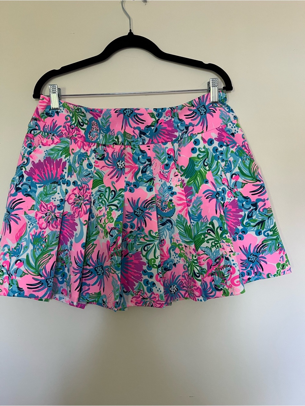 Pink Floral Pleated Skirt